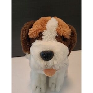 Vintage St Bernard Stuffed Animal with Barrel R. Dakin 1982 11" Tall Brown White